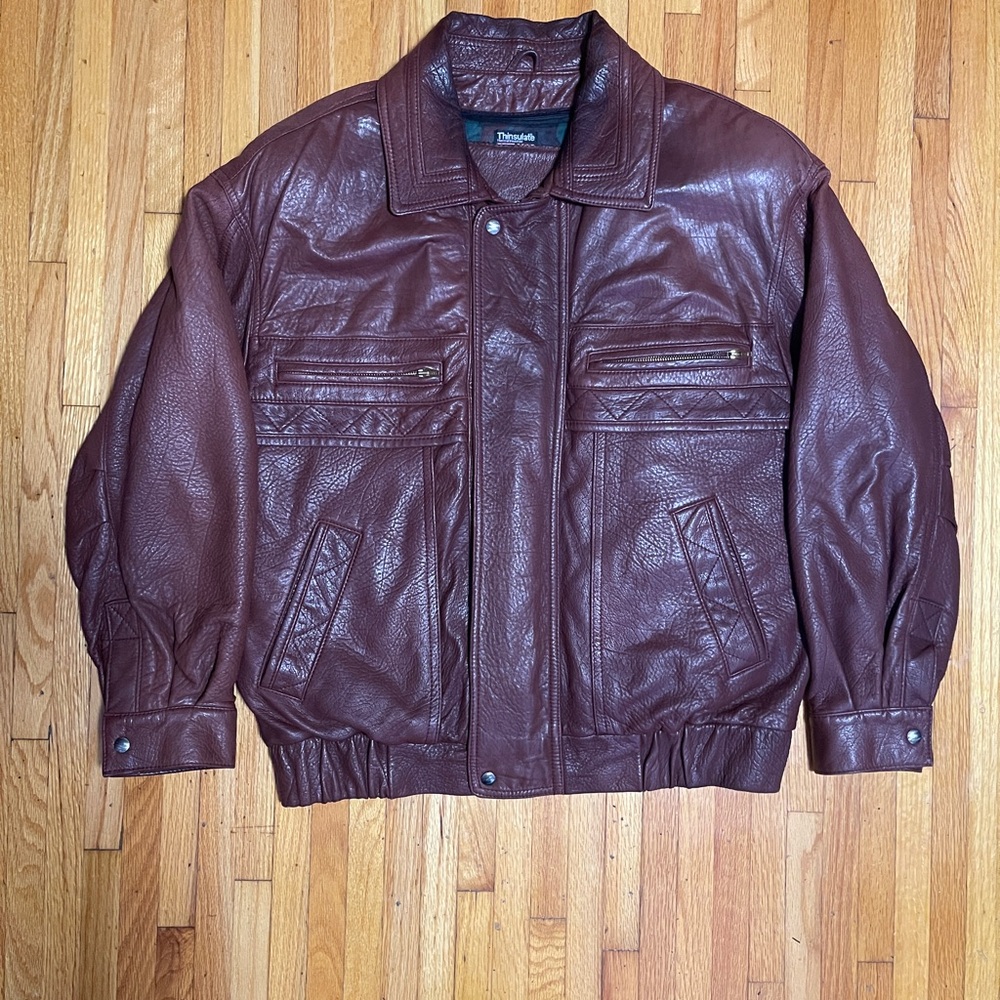 3M Thinsulate Brown Leather Bomber Jacket